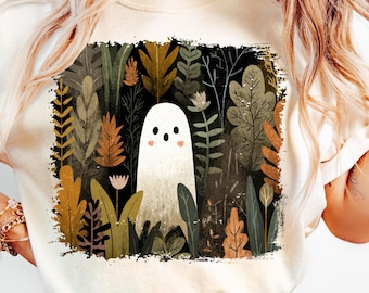 Halloween Fall Ghost Boho PNG Fall Forest Ghost Png Autumn Ghost png Boho Fall Leaves png Trendy Halloween Png Halloween Forest Ghost Png