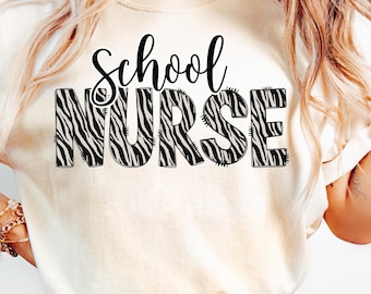 Enfermera escolar PNG con estampado de cebra, diseño de sublimación de enfermera escolar, enfermera de moda PNG con estampado de cebra, enfermera escolar PNG, diseño de camiseta de moda para enfermeras