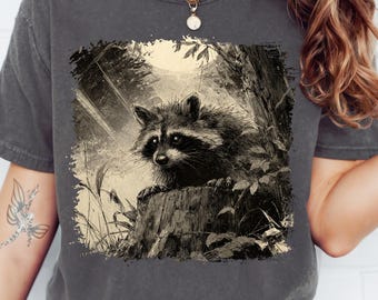 Vintage Raccoon PNG 90s Graphic Style Woodland Animals Sublimation Grunge Retro Raccoon Wildlife Nature Shirt Design Printable 2000s Png