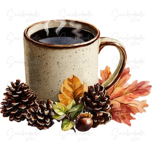 14 Fall Coffee Clipart Autumn Coffee Clip Art Coffee Lover High Quality PNGs Fall Printable Watercolor clipart Autumn Digital Download