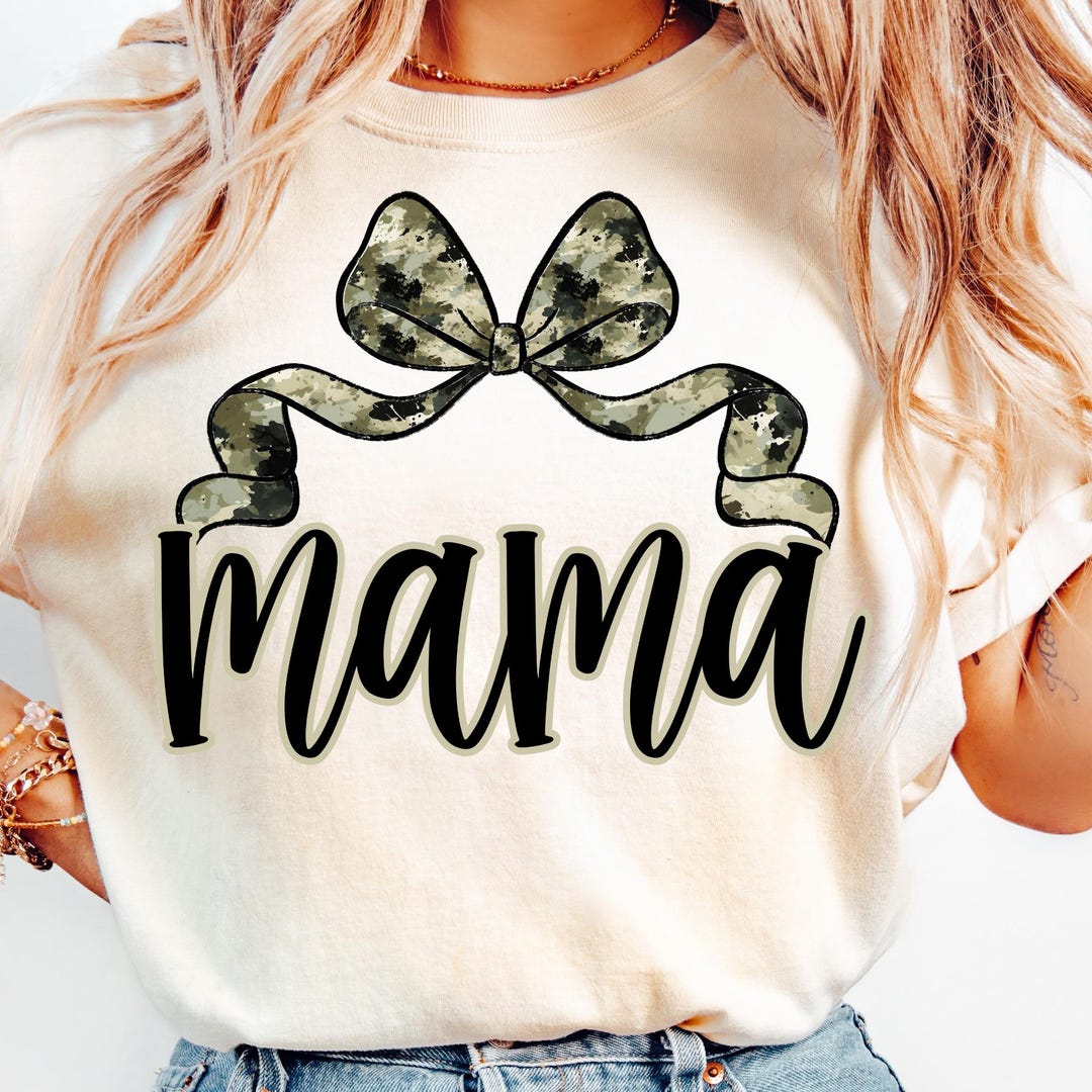Camo Mama PNG Coquette Bow Mom Sublimation Camouflage Mama Shirt Design ...