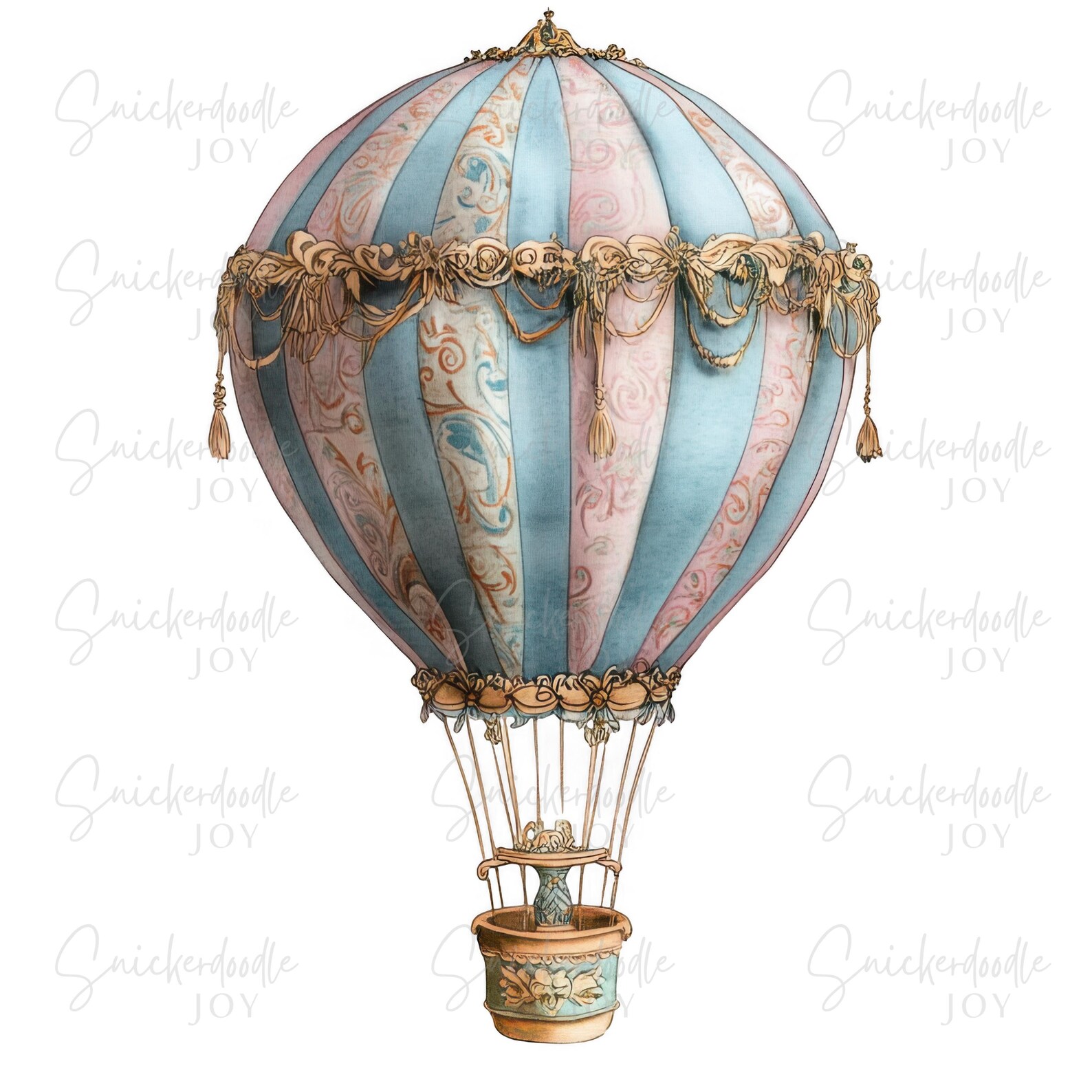 12 Vintage Hot Air Balloons Clipart Watercolor Hot Air Balloon Clip Art ...