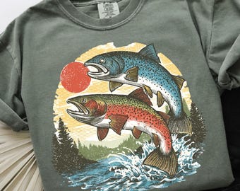 Vintage Trout PNG 90s Graphic Style Fishing Sublimation Grunge Retro Fish Png Nature Shirt Design Printable 2000s Trout Png for Fisherman