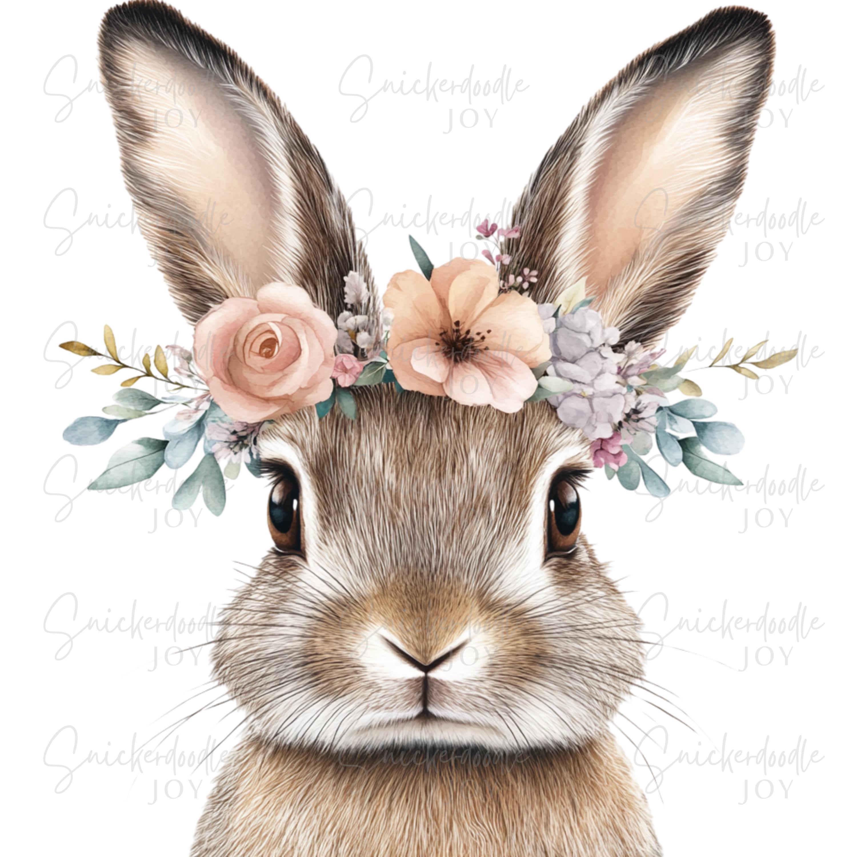 10 Floral Bunny Clipart Easter Clip Art Spring Floral Rabbit PNG ...