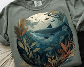 Vintage Hai PNG 90er Jahre Grafikstil Ozeantiere Sublimation Grunge Retro Ozean Verblasster Png Natur Shirt Design Druckbare 2000er Jahre Ozean Grafik