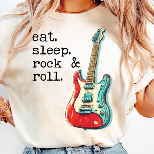 Retro Rock n Roll PNG Trendy Rock & Roll Shirt Funny Rock Star Png Eat Sleep Rock and Roll Design Rock Star Rock n Roll Lover Sublimation