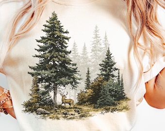 Hirsch im Wald PNG Wald Hirsch Png Waldtiere Sublimation Aquarell Wald Digitaler Download Wild Deer Shirt Design Printable Deer