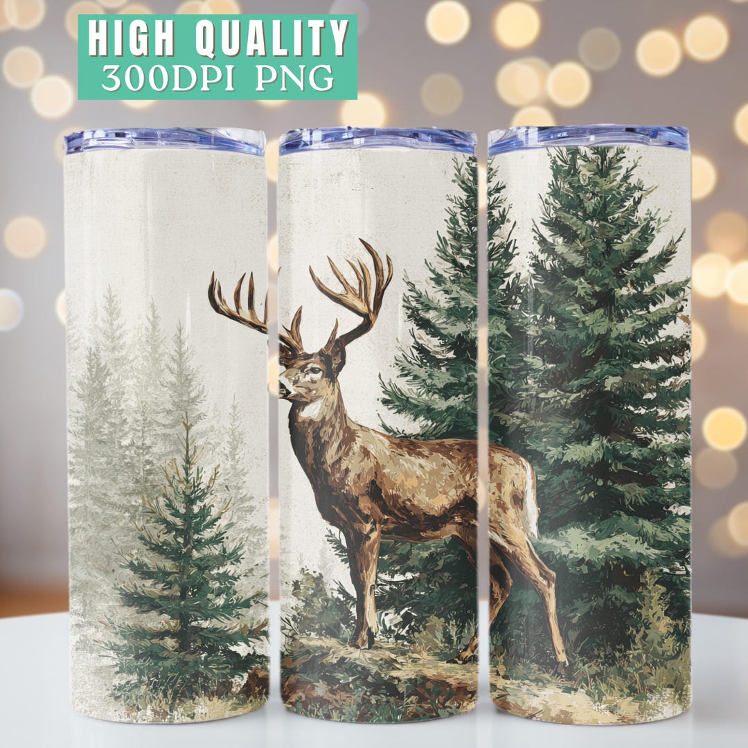 Deer Tumbler Wrap 20oz Skinny Straight Tumbler Sublimation Design ...