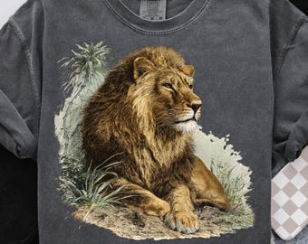 Vintage Lion PNG 90s Graphic Style Safari Animals Sublimation Grunge Retro Hunter Lion Faded Png Nature Shirt Design Printable 2000s Lion