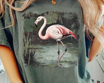 Vintage Flamingo PNG 90s Graphic Style Wetland Animals Sublimation Grunge Retro Lagoon Animal Nature Shirt Design Printable Wildlife Bird