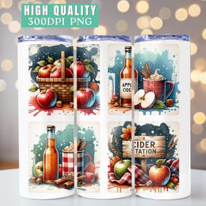 Fall Tumbler Wrap Art Apple Cider Png 20oz Trendy Fall Tumbler Sublimation PNG Popular Fall Apples Digital Download Fall Harvest Tumbler Png