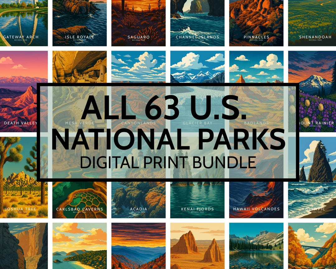 63 US National Parks Poster Set | National Park Print | Vintage Travel ...