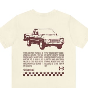 Retro 80s Toyota Pickup Truck Tee w Back Design - 90's - Classic Retro Unisex Jersey Short Sleeve Tee - Bella+Canvas  3001