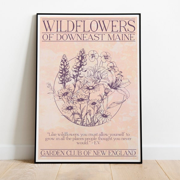 Wildflowers of Maine - New England Garden Club - Boho, Earthy, Herbal, Vintage - Digital Poster - 6 Sizes - Printable Wall Art