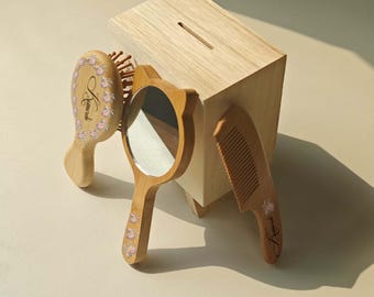 Personalized Baby Brush & Comb Set: Natural Wood, Custom Engraved