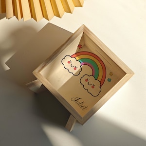 Personalized Rainbow Money Box –Wooden Bank – children&#39;s money box–Birthday & Gift for Boys -Girls – Custom Children&#39;s Savings Bank