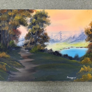 Autumn Exhibition – Original Vintage Landscape Painting on Canvas by Scamorza | Hand-Painted 1990s Nature Scene