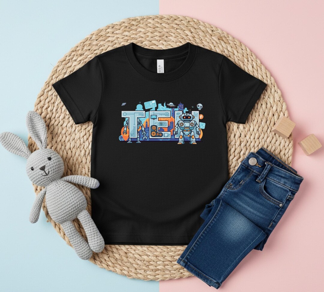 Personalized Robot Kids Shirt, Custom Name Bot Tee, Futuristic Science ...