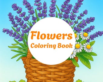 Blumen Malbuch für Erwachsene und Kinder, Malseiten, sofortiger Download, druckbare PDF-Dateien