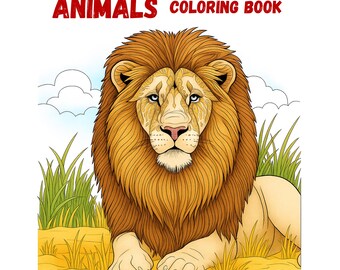 Animals Coloring Book for Adults and Children, Coloring Pages, instant download, printable pdf files