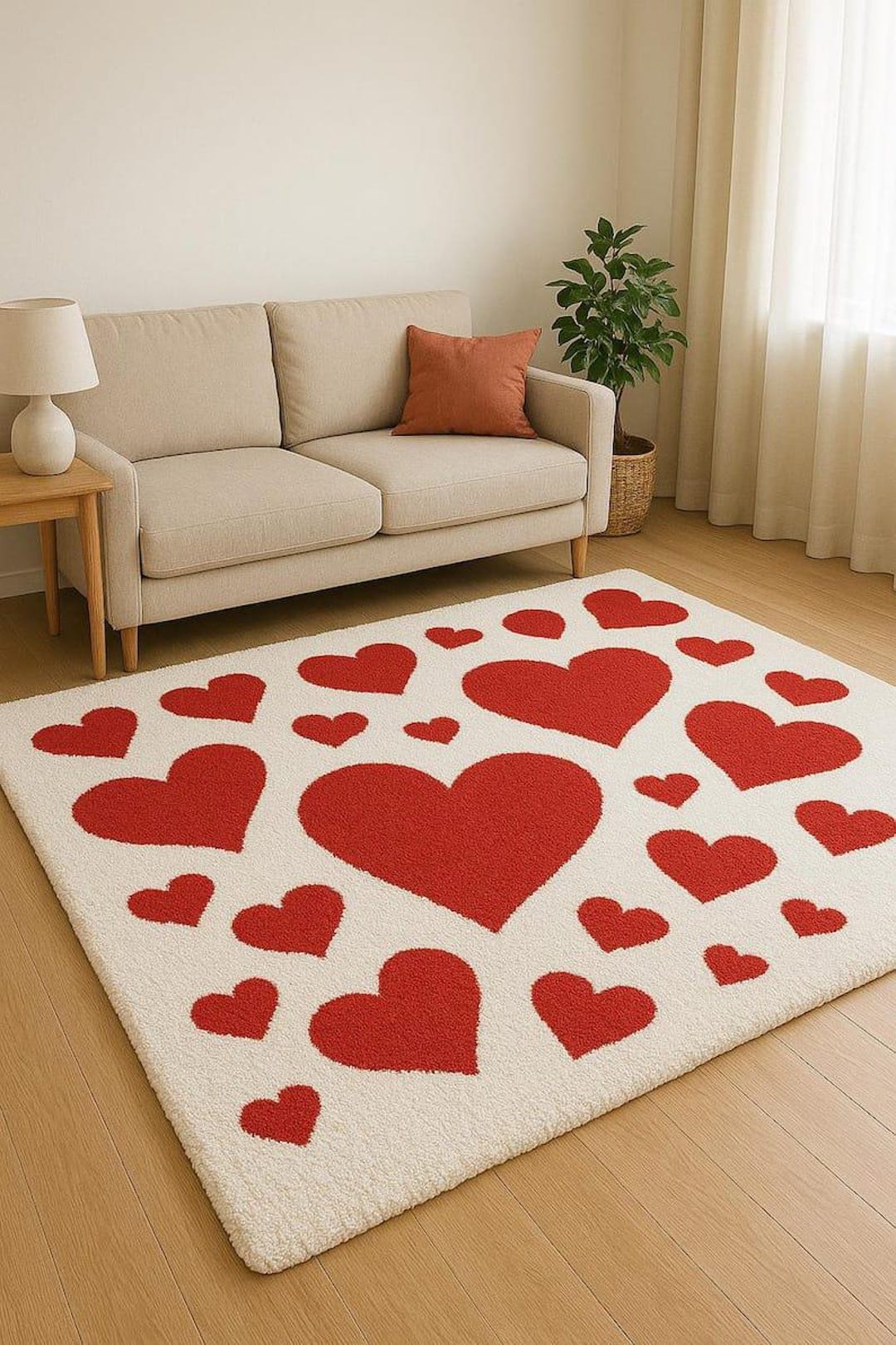 Heart Rug Fancy Hand Tufted Wool Heart Rug: Plush Valentine's Day Decor - Etsy