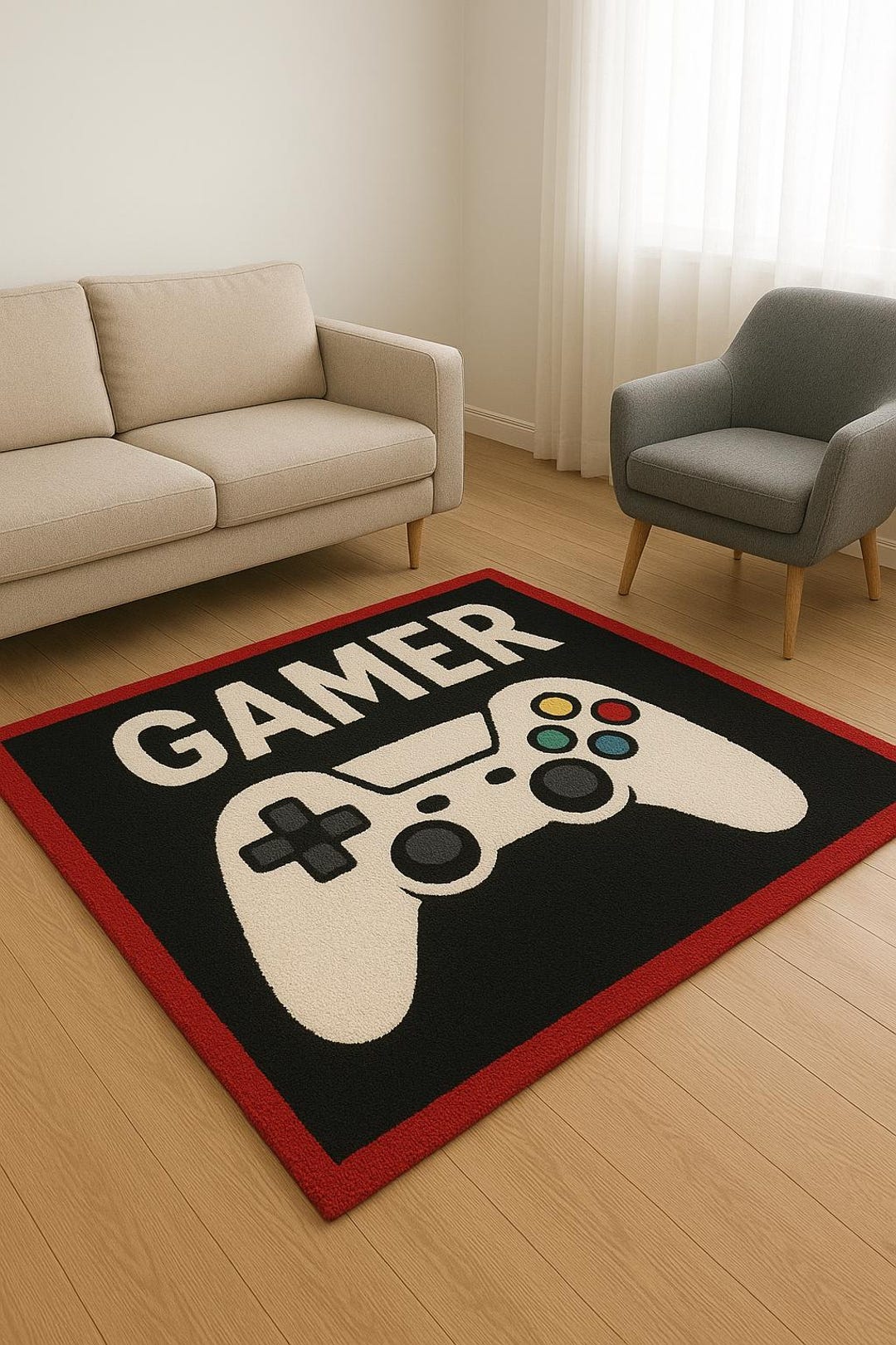 Gaming Rug Full View Hand Tufted Gamer Rug | Game Controller Carpet for Gaming Room ...