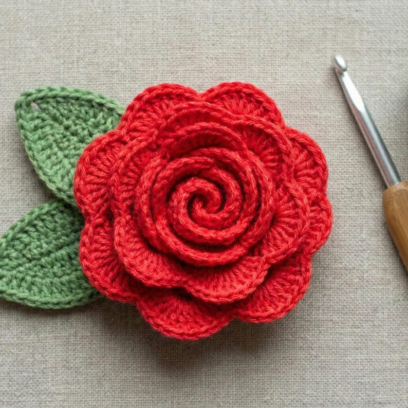 Rose Crochet Pattern PDF, Easy Flower Tutorial for Beginners, Digital ...