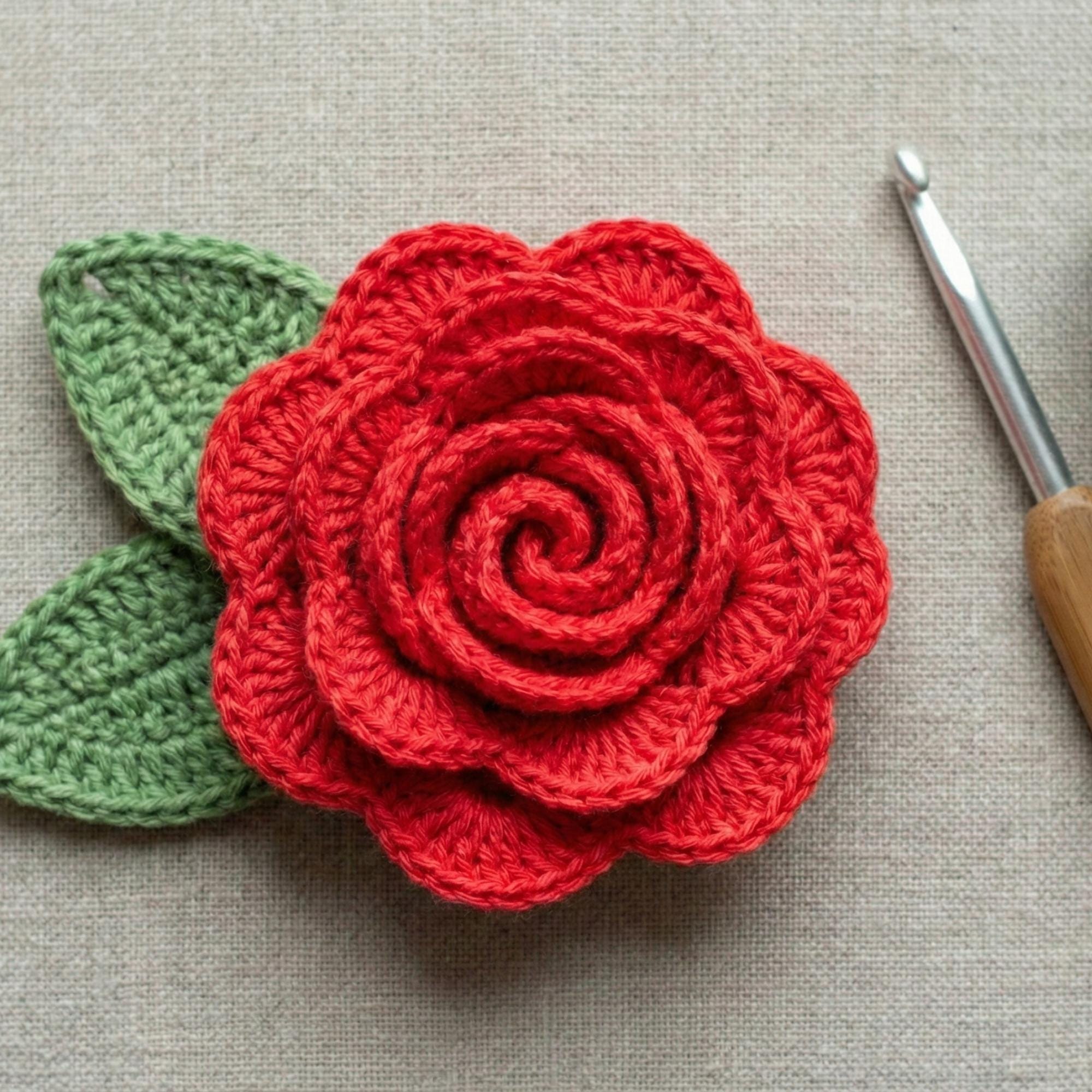 Rose Crochet Pattern PDF, Easy Flower Tutorial for Beginners, Digital ...