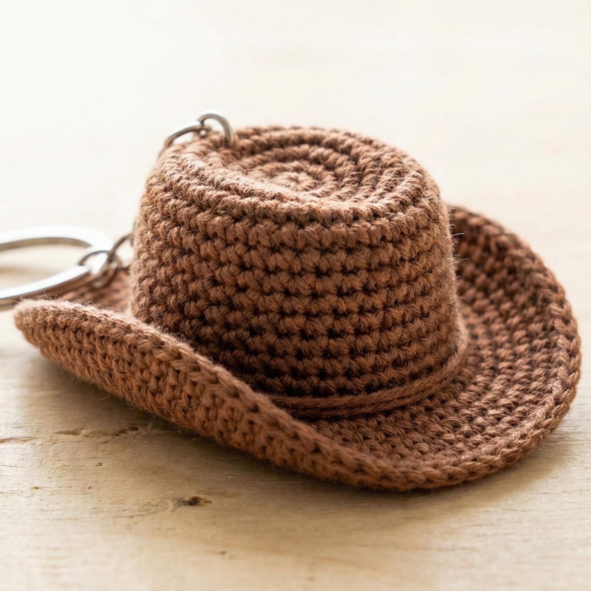 Mini Cowboy Hat Crochet Pattern, Western Amigurumi Keychain 