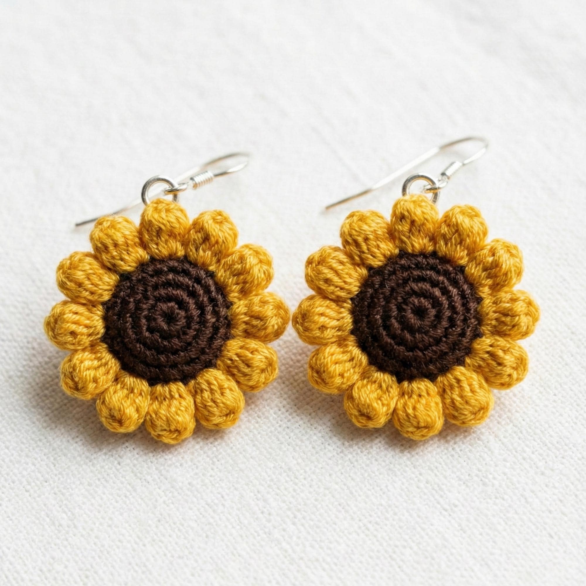 Sunflower Earrings Crochet Pattern Micro Crochet Jewelry