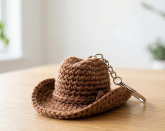 Mini Cowboy Hat Crochet Pattern, Western Amigurumi Keychain PDF, DIY Bag Charm