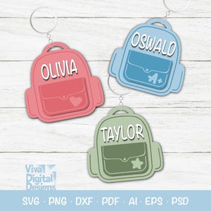 Kid Backpack Name Tag Laser File, Kid Luggage Bag Tag Laser Cut SVG File, Kid Back to School Keychain SVG, Custom Name Tag, Glowforge Cricut