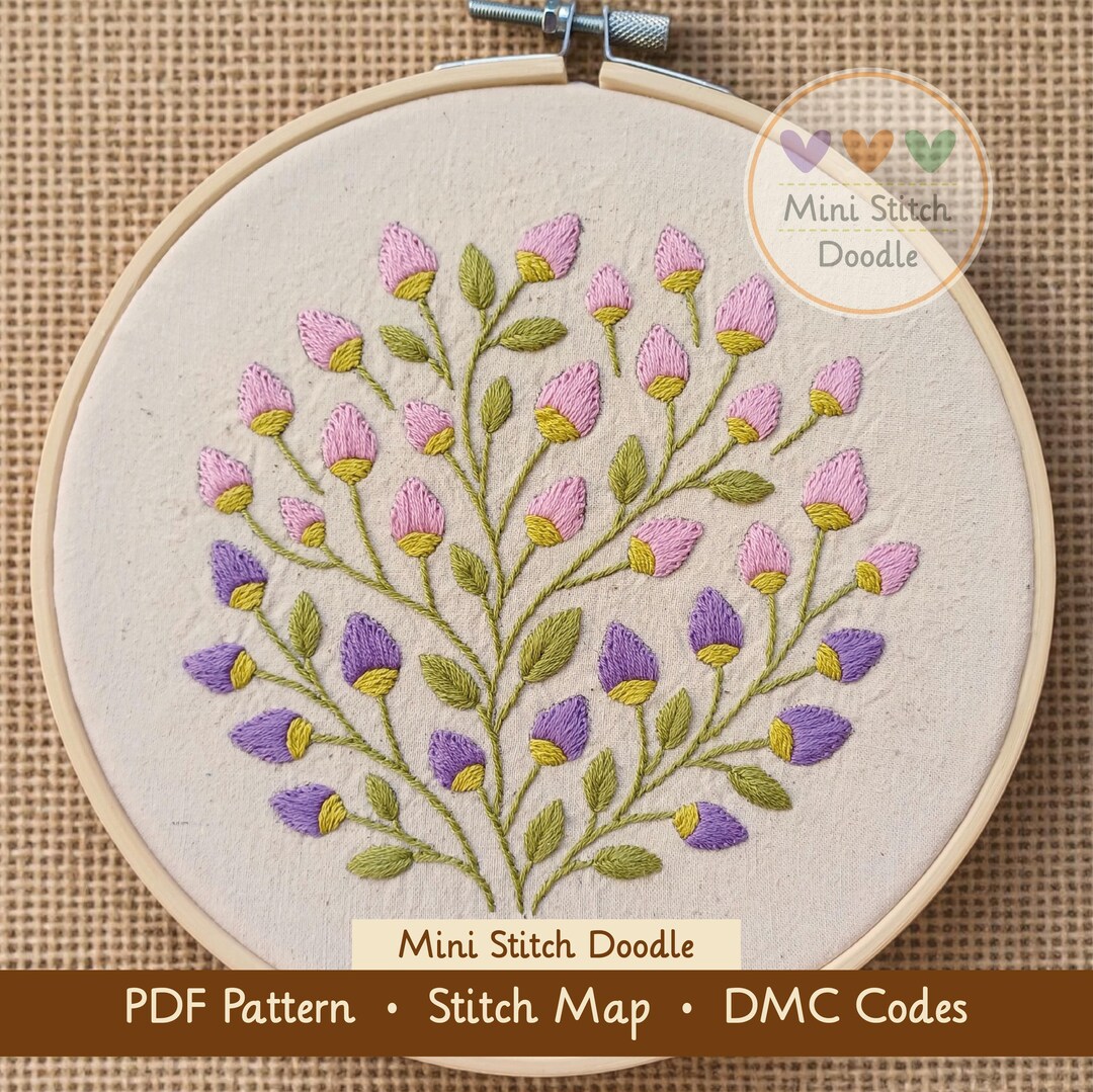 Wildflower Hand Embroidery Pattern PDF, Floral Hoop Design, Beginner ...