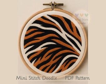 Tiger Stripe Embroidery Pattern PDF , Bold Abstract Stitch Design
