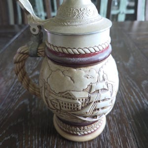VTG 1977 Lidded Beer Stein – Ceramarte Brazil – German Style Brewery Mug – Collectible Tankard
