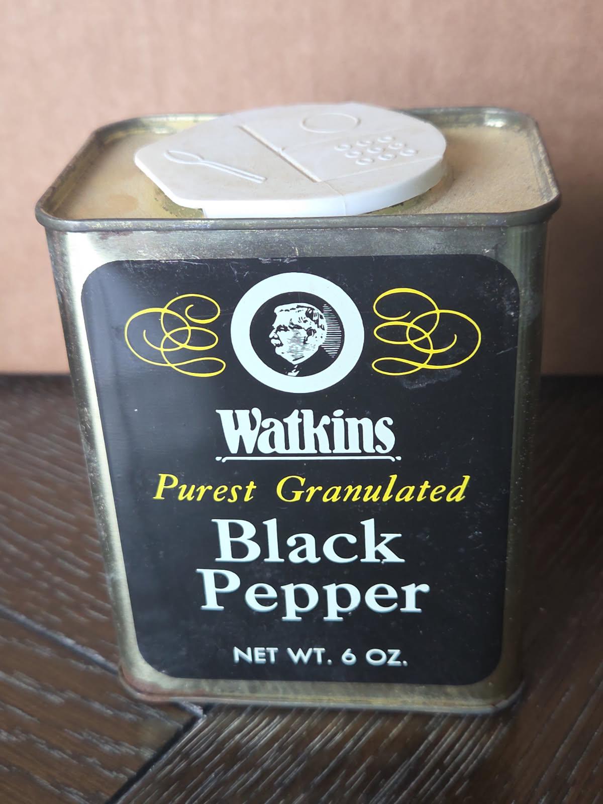 Vintage Watkins Black Pepper Tin – Retro Spice Tin – Antique 