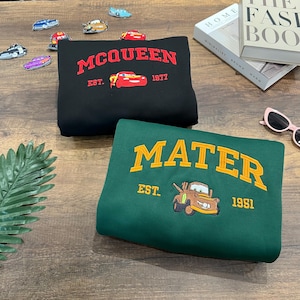 Embroidered Cars Character Sweater – Cute Cartoon Shirt Gift for Family, Friends & Couples – Unisex Movie-Inspired Apparel ESH130-138
