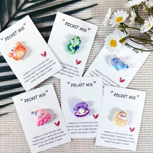 Cute Animal Pocket Hug Gift Card. Small Gift. Thinking of You. Touching Keepsake Charm. Pocket Hug. Birthday Gift. Christmas Gift.