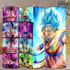 Dragon Ball Z Tumbler Wrap PNG | Goku & Vegeta 20oz Skinny Tumbler Design | Anime Sublimation Digital Download | DBZ Cup Wrap