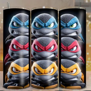 TMNT Tumbler Wrap PNG | 20oz Skinny Tumbler Design | Ninja Turtles Digital Download | Kids Hero Cup Sublimation Wrap File