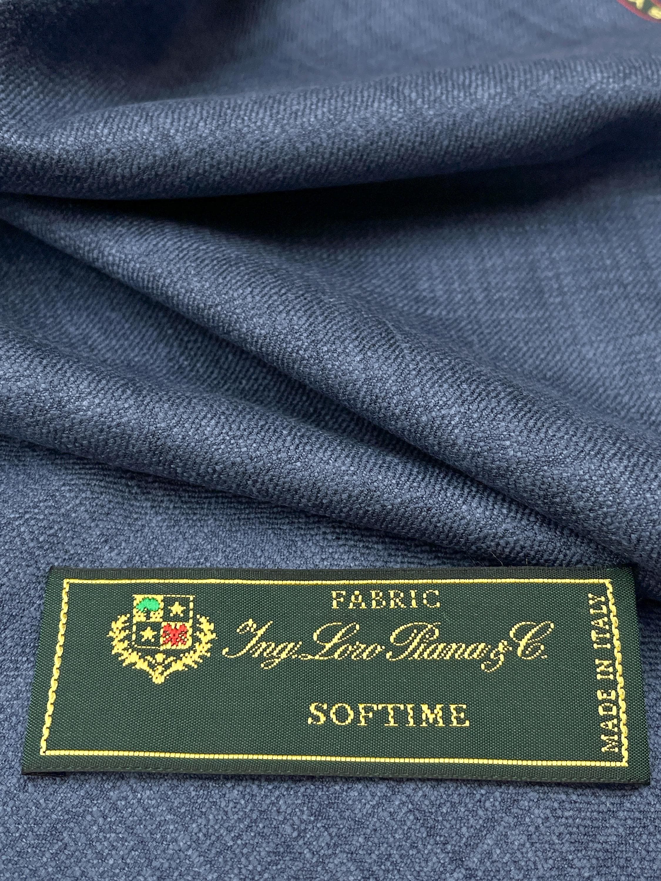 Loro Piana Cotton Silk Fabric, Navy Blue Textured Twill, Suiting