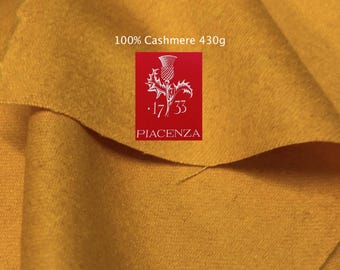 YELLOW Cashmere Wool Fabric for coat or jacket, PIACENZA Italy, by 2.17 meter