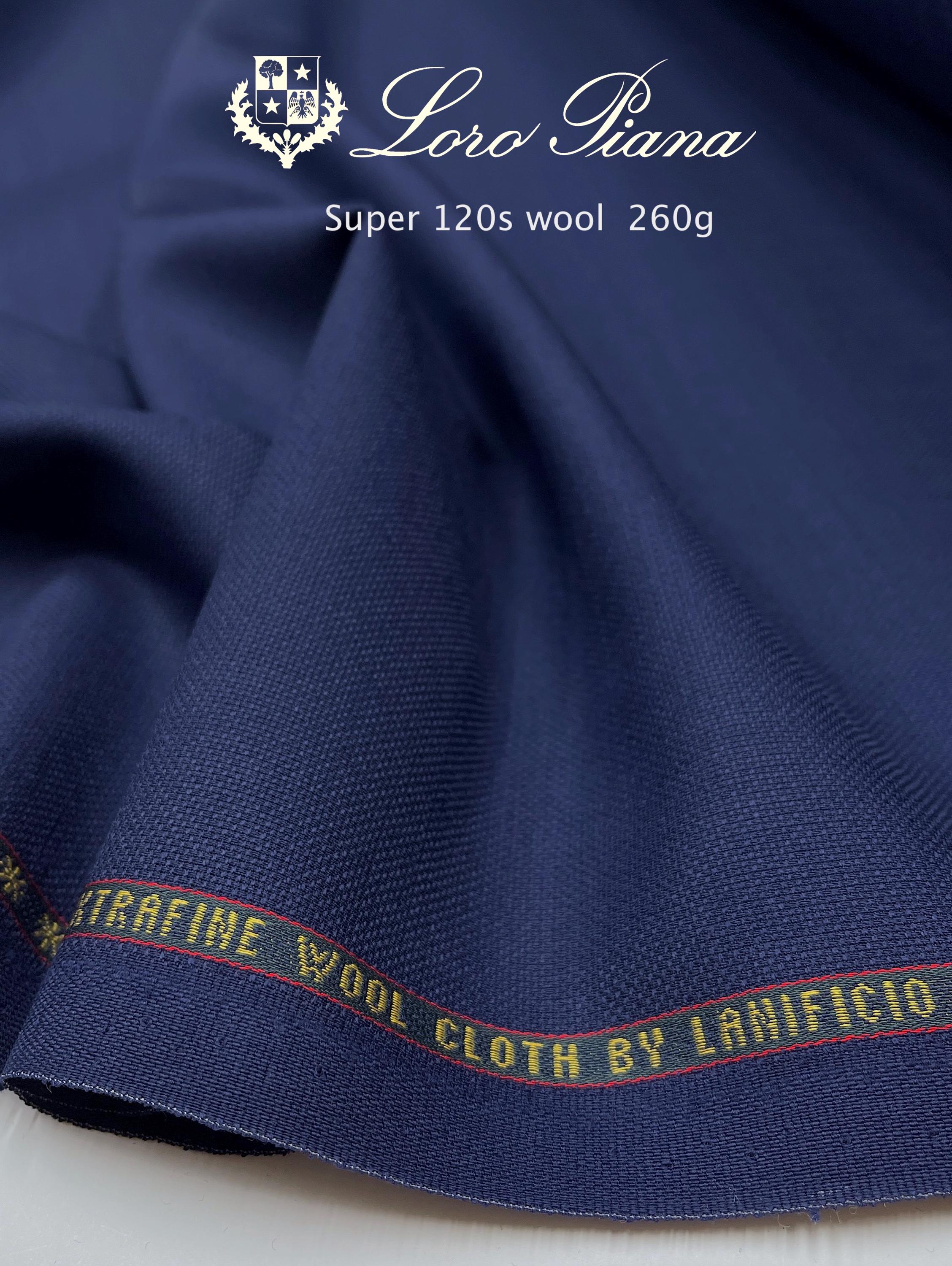 Loro Piana Navy Blue Wool Suiting Fabric: Super 120s Twister, by