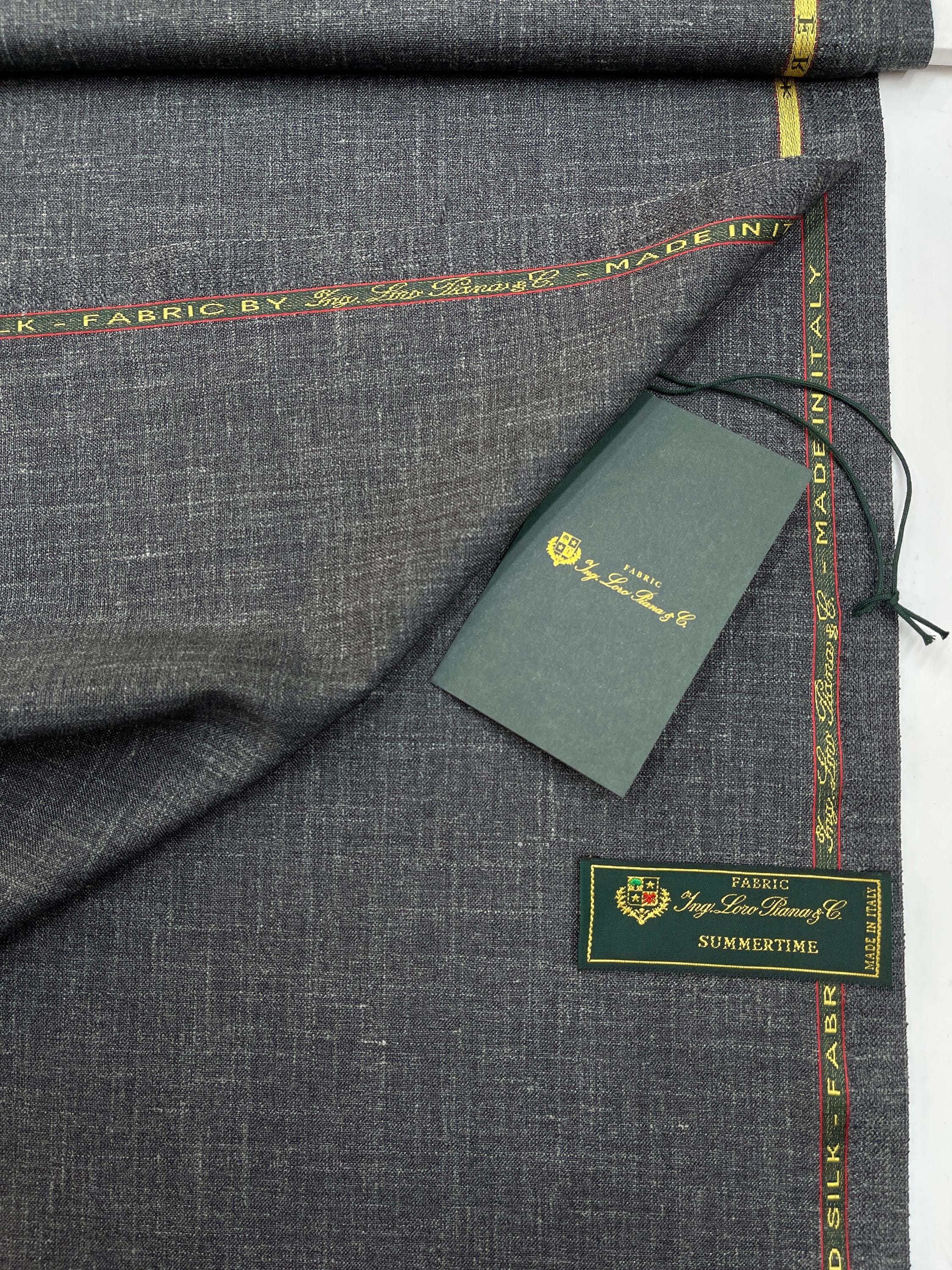 Loro Piana Grey Wool Silk Linen Twill Suiting Fabric, Made in