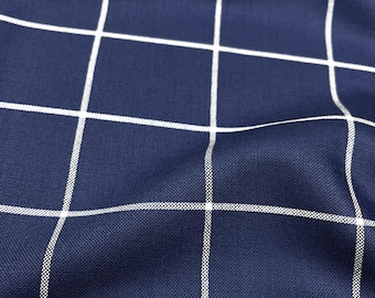 Marineblauer Wollstoff, 130er Jahre Weiß Karomuster, DORMEUIL Amadeus, made in England, 3,85 Meter