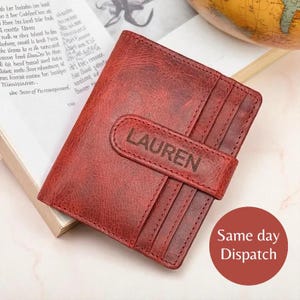 Portafoglio bifold in pelle personalizzato: sicuro RFID/NFC, inciso su misura, regalo di San Valentino