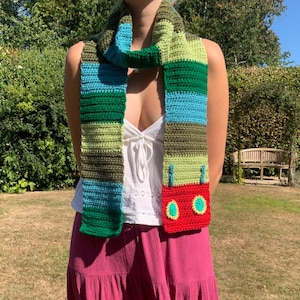 Hungry caterpillar inspired scarf | handmade crochet green scarf