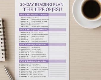 30-Day Bible Reading Plan | The Life of Jesus | Printable Christian Devotional | Gospel Study Journal PDF