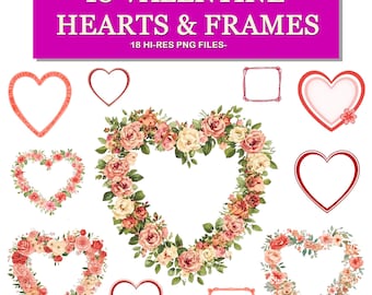 18 Valentinstag Herzrahmen PNGs | Romantische Rahmen für Kunsthandwerk