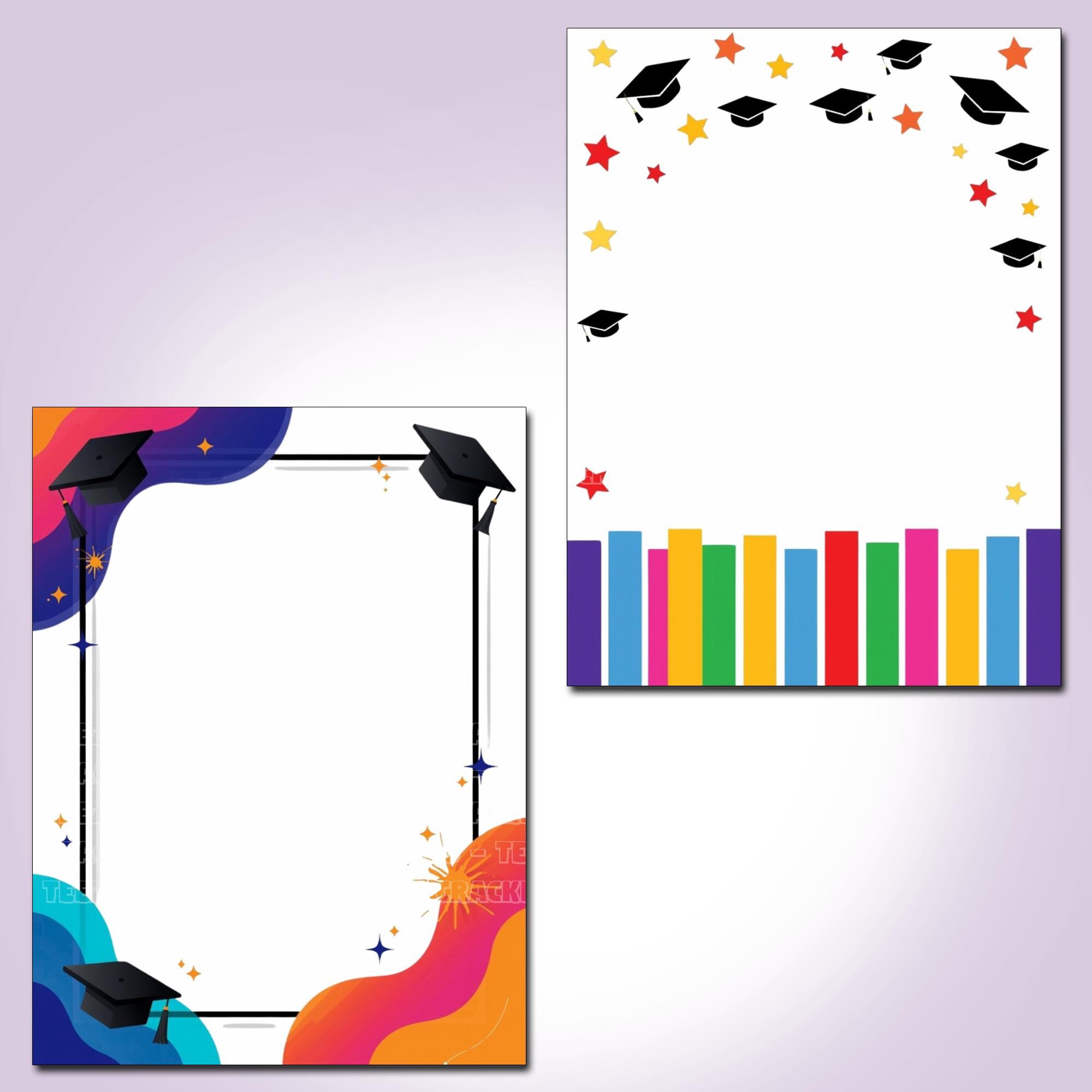 Colorful Graduation Borders PNG – 41 Bright Grad Frames for Invitations ...